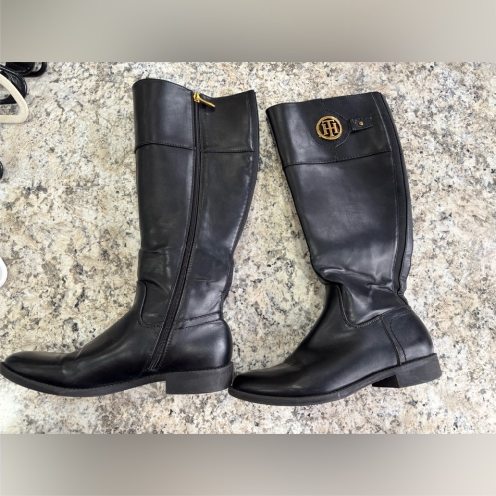 Tommy Hilfiger Black Heeled Boots - Picture 1 of 4